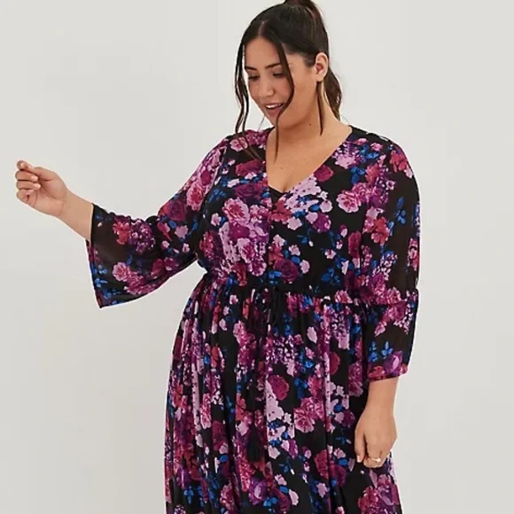 torrid Dresses Copy Nwt Torrid 2x Black Chiffon Floral Maxi